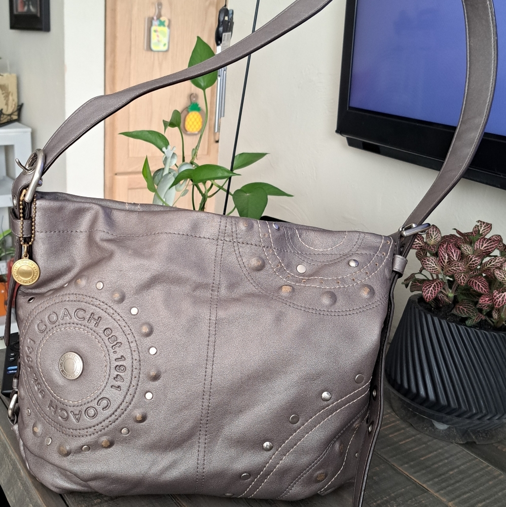 Coach Crossbody Bag w/Coach "coin" medallion with adjustable straps , 46"L.
